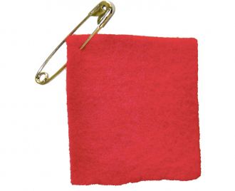 Demonstrators wear the Carre Rouge - red felt patch symbolizing the right to education
