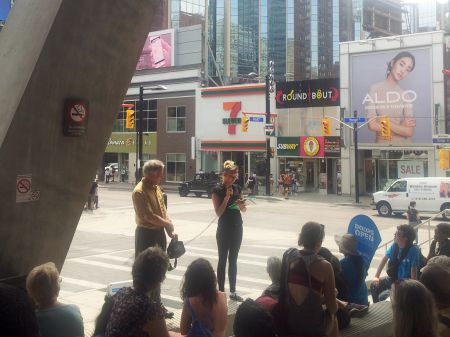 Start of the First Story Toronto tour at Yonge and Dundas