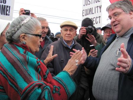 Deb O'Rourke photographed 6 Nations people and allies challanging Gary McHale and Niki Thorne took a video of the same.