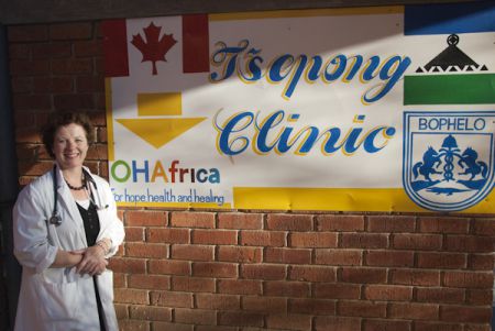 Dr. Anne-Marie Zajdlik in front of Tespong Clinic