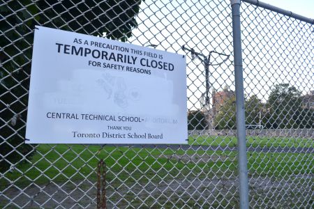 The track and field area at Central Tech has been closed to students and residents for several months.