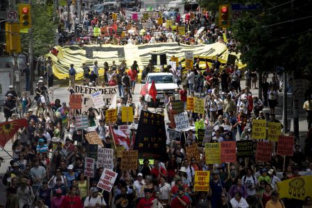 "No G20 on stolen Native land," chanted hundreds of demonstrators.  Photo: Activestills