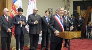 Chilean President Piñera, with Morales and other Latin American Ministers Celebrating the Chilean Stat's Bicentenary