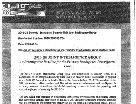 G20 Document reveals basis for Intelligence Gathering 