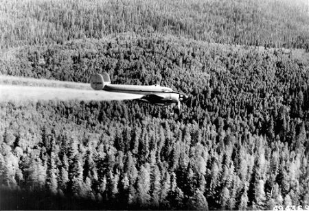 The US forest service spraying for the Spruce Budworm in 1960