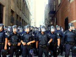 Riot Police in Toronto, primed to protect the G20 by beating up protestors, June 26, 2010.