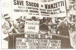 Rally in solidarity with Sacco and Vanzetti in London, England (1921)