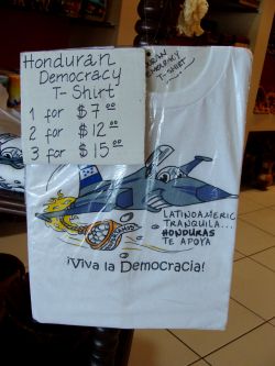 Dec. 1, 2009 - The final insult: the airport in Tegucigalpa sells t-shirts commemorating this historic moment for Honduran democracy.