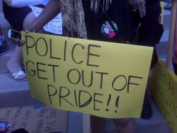 An anti-police sign at Pride 2010.
