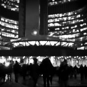 Thousands gather in front of Toronto's City Hall.