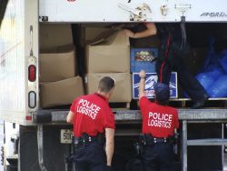 Police logistics unpacking food