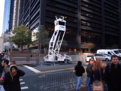 Police use observation tower to spy on the protestors