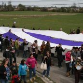 Giant Representation of the Two Row Wampum Belt - Arrives at Kanonhstaton