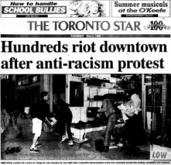 Toronto Star's front page coverage of the Yonge Street Uprising